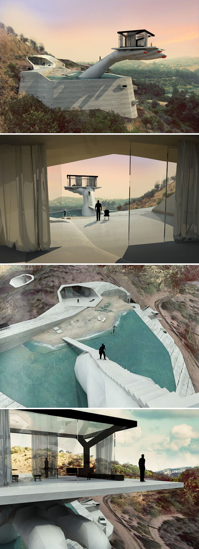 Hand House by Andreas Angelidakis, Proposal, Case Study House, Los Angeles, Hollywood, collabcubed
