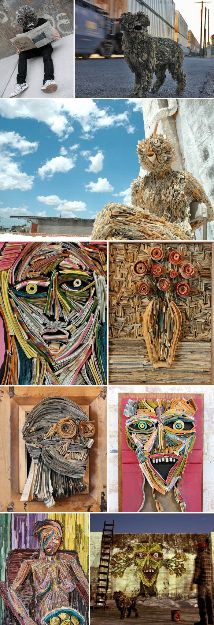 Sculptures made from newspapers and books, inspired by death of print, Nick Georgiou