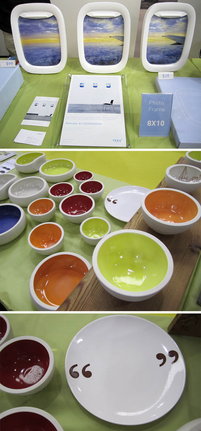 designboom mart 2012 at ICFF products/designs, Teevstyle airplane window frames, stools, Bold and Lovely porcelain bowls
