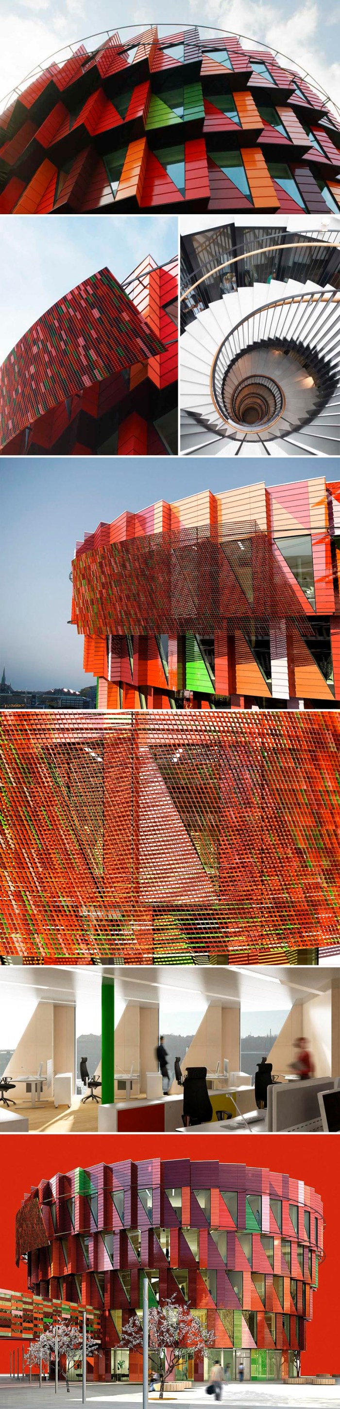 Swedish contemporary architecture, colorful office building. The Cog, Kuggen, Cool building design