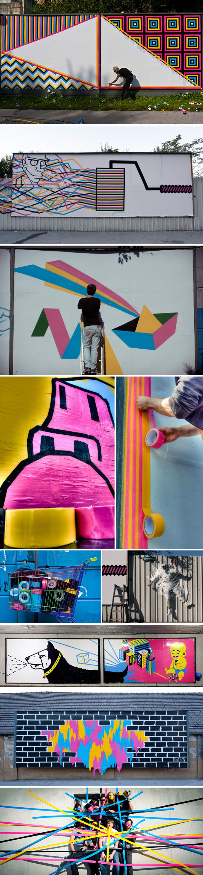 Street art from Slovenia, Murals made with colored tape, graphic designers, multipraktik