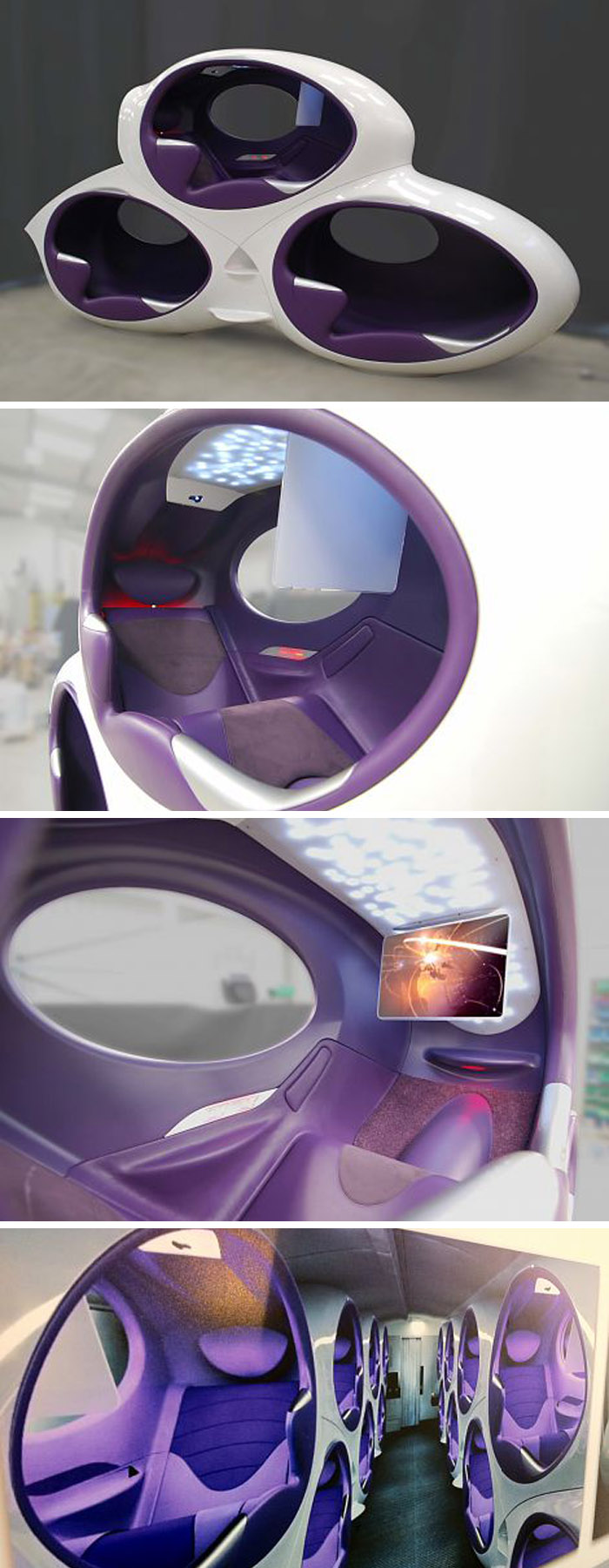 Air Lair, Concept Pod Entertainment seating for Business Class flying, Factory Design, Contour Aerospace, collabcubed 