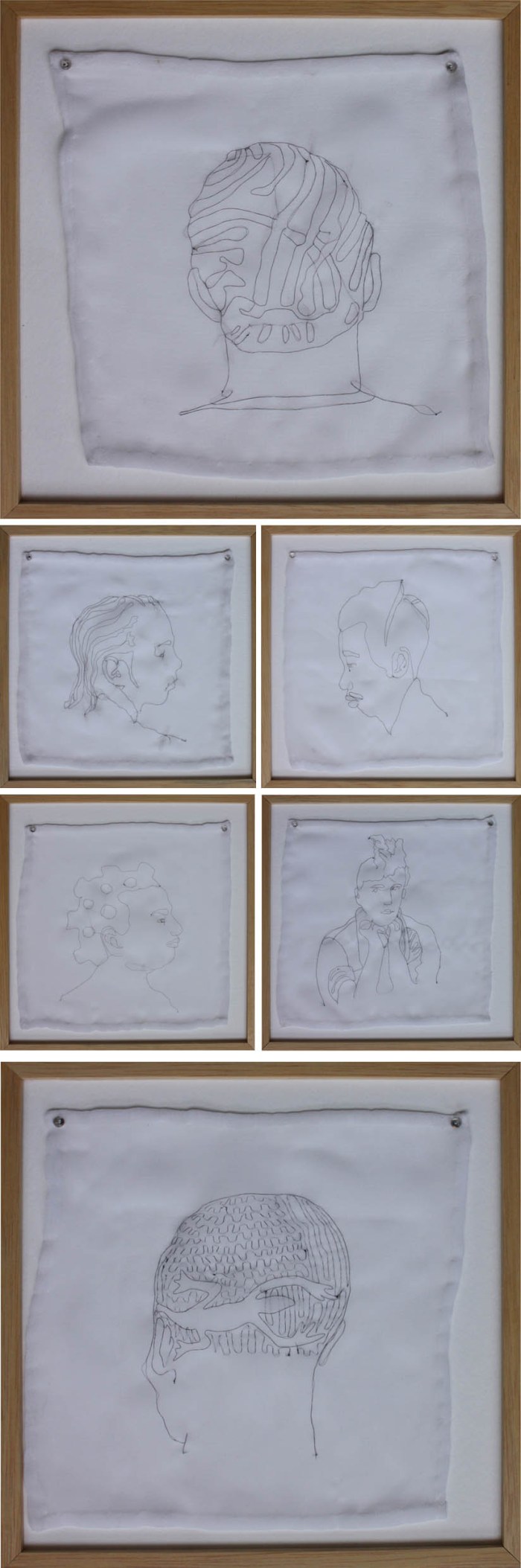 Hair Portraits created by embroidering hair, Carlos Franklin, Contemporary Colombian Art, Cool, Weird, Quirky art