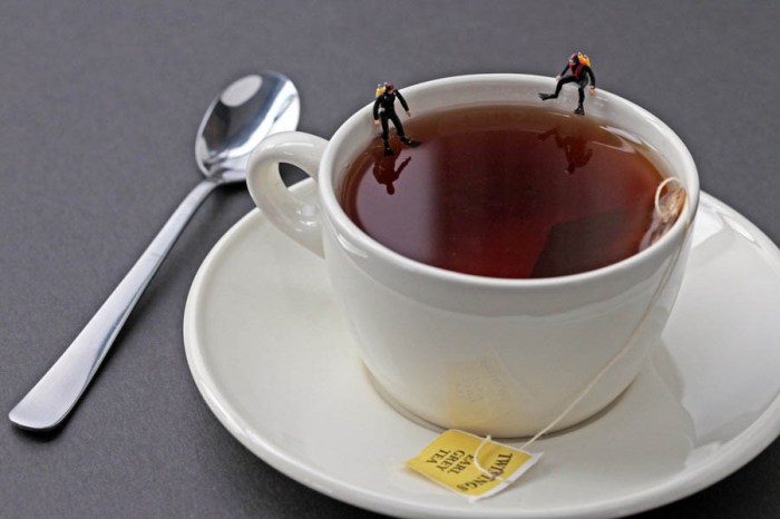 Edible Worlds, Christopher Boffoli, miniatures on food, tea cup, humorous photography, contemporary photos