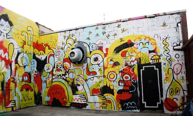 Jon Burgerman, Street artist, illustrator, fun, humorous, goofy, bright-colored characters