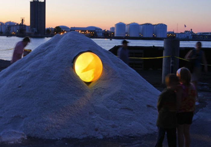 Lumen 2012, Staten Island, light and performance festival, Atlantic Salt piles in New Brighton, Staten Island, NYC
