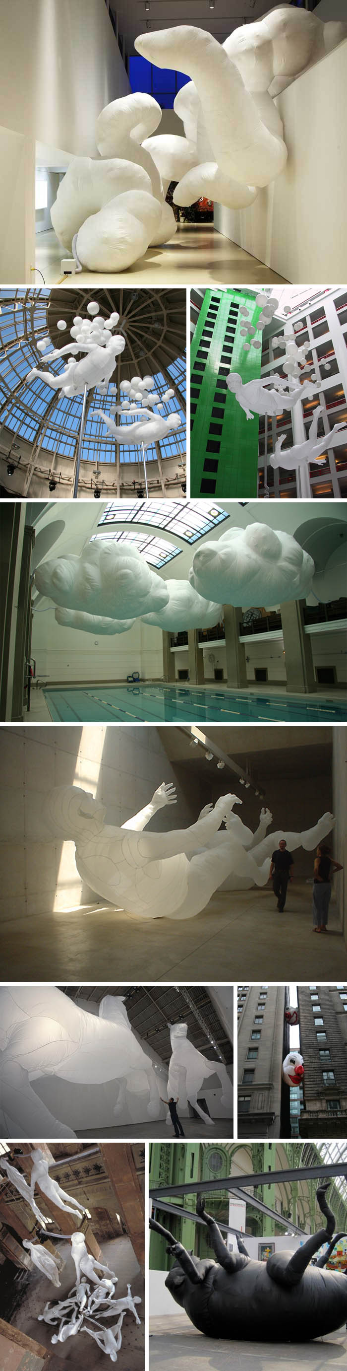 Inflatable sculptures of clouds, oversized horses, bodies, clowns and more by Max Streicher, collabcubed