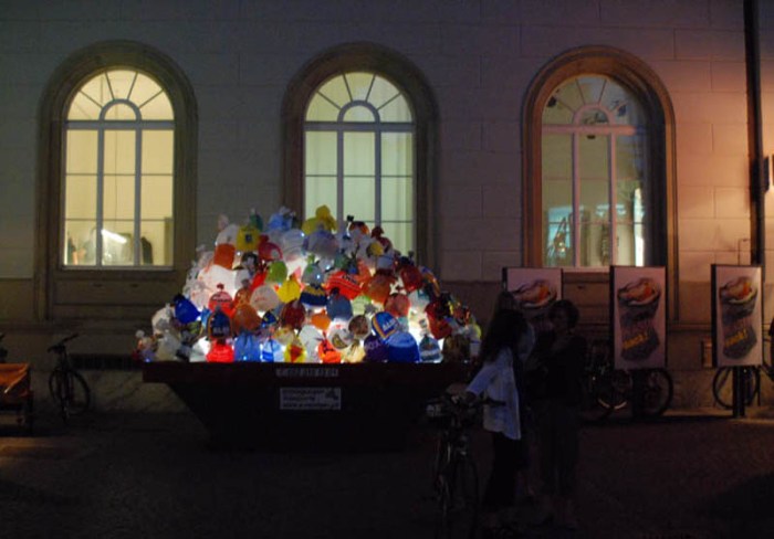 Plastic bag exhibit at the Gewerbemuseum in Switzerland, cool art installations, paintings, product design all made with plastic bags