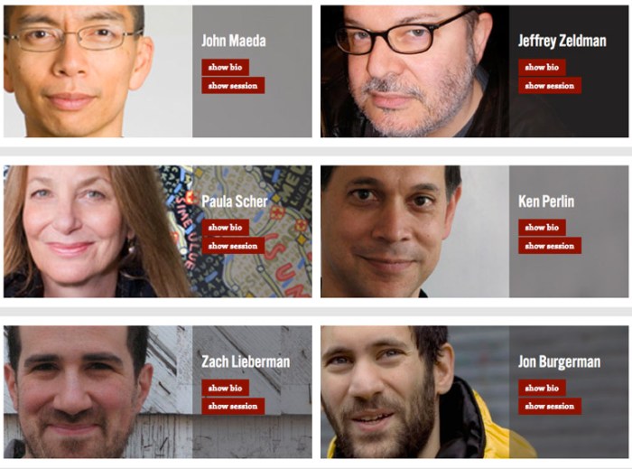 design conference in NYC 2012 with speakers including Paula Scher, John Maeda, James Victore, Jer Thorp, previously Geeky by Nature