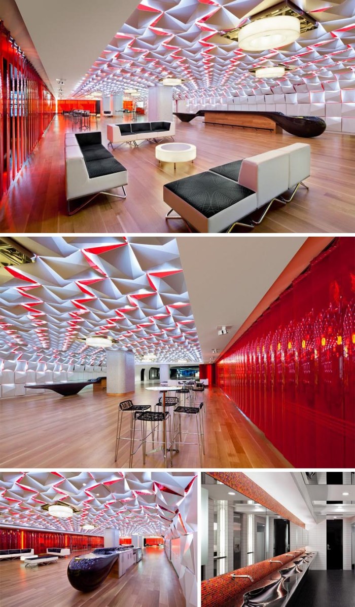 Salon-Urbain_Montreal_Sid-Lee_Arch_AEdifica_collabcubed Montreal parking garage converted into post -concert gathering space, event space, cafe. Very cool ceiling and bar