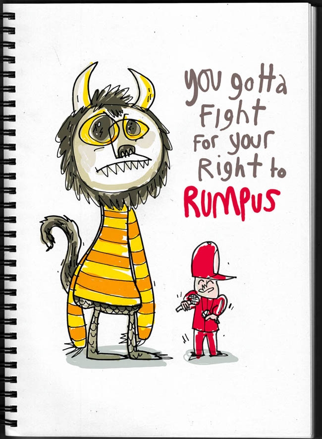 Jon Burgerman, tribute to Maurice Sendak and MCA, Beastie Boys