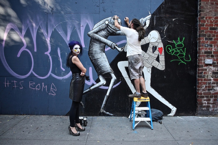 English Street Art in NYC, Phlegm with Know Hope, East Village, street art, graffiti
