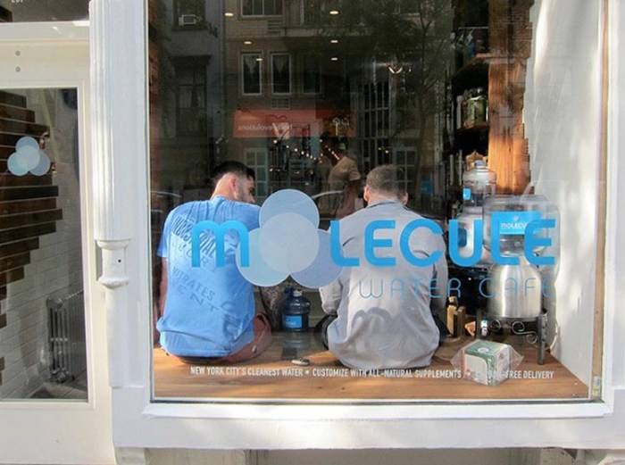 Molecule_East-Village_Purified-Tap-Water_collabcubed Purified tap water cafe in East Village, NYC, to-go and refill options. Molecule