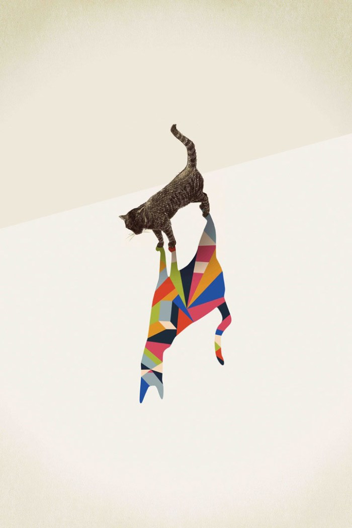 illustrations with colorful geometric patterned shadows by Jason Ratliff