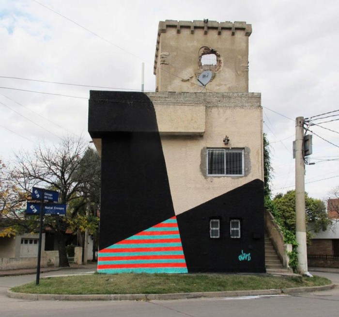 colorful street art geometric murals by Elian, Street art from Argentina, Cordoba