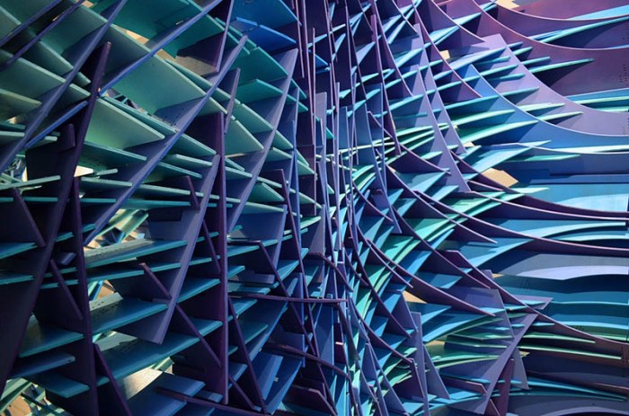 Installation by FreelandBuck at Bridge Gallery, NYC. 2D illustrations rendered as 3D. 