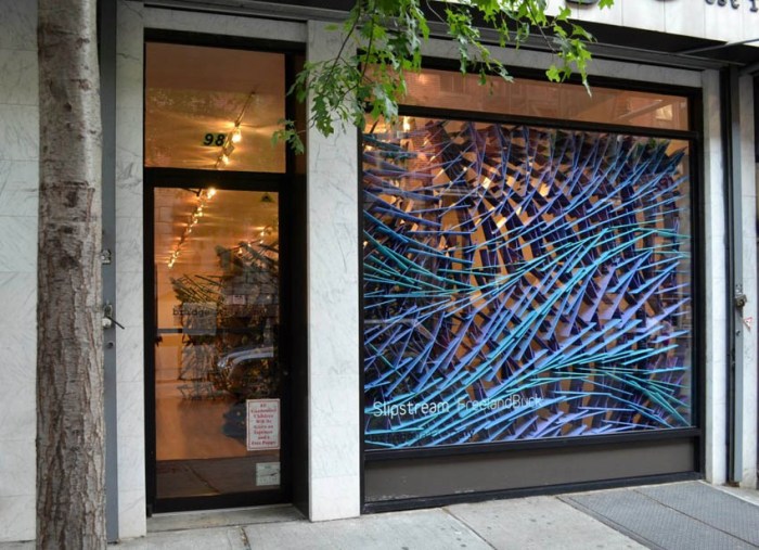 Installation by FreelandBuck at Bridge Gallery, NYC. 2D illustrations rendered as 3D installation, 