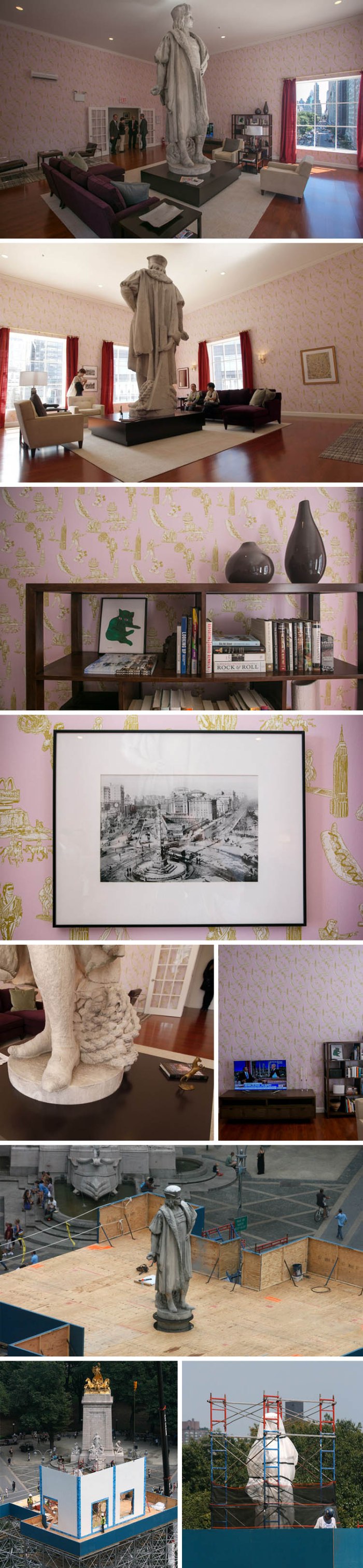 Discovering Columbus Installation/Living Room at Columbus Circle by Tatzu Nishi, cool exhibit, public art, NYC, fun art