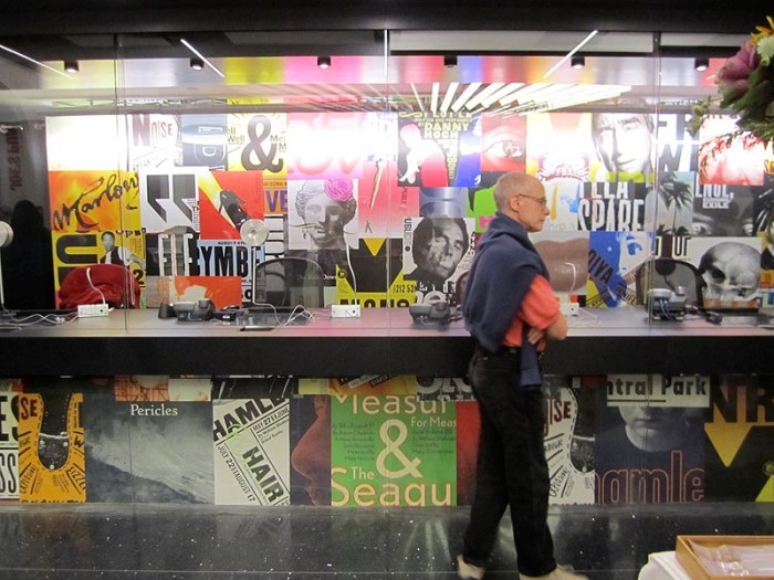 Public-Theater-Renovation_Paul-Scher_collabcubed Paula Scher and Pentragram design/posters in the lobby of the renovated Public Theater, NYC, typography abounds