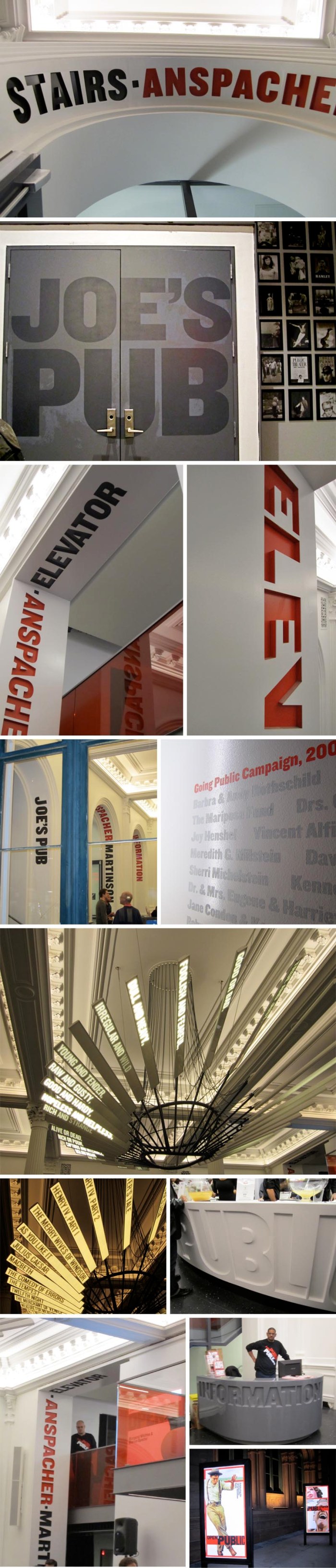 PublicTheaterRenovation_Typography_Signage_Shakespeare-Machine_collabcubed Pentragram, Paula Scher, Ben Rubin, Multimedia installation and typography in architecture