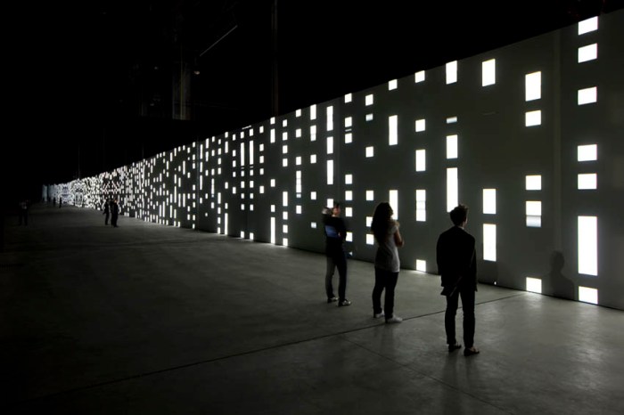 cool audiovisual installation by German artist Carsten Nicolai at HangarBicocca in Milan