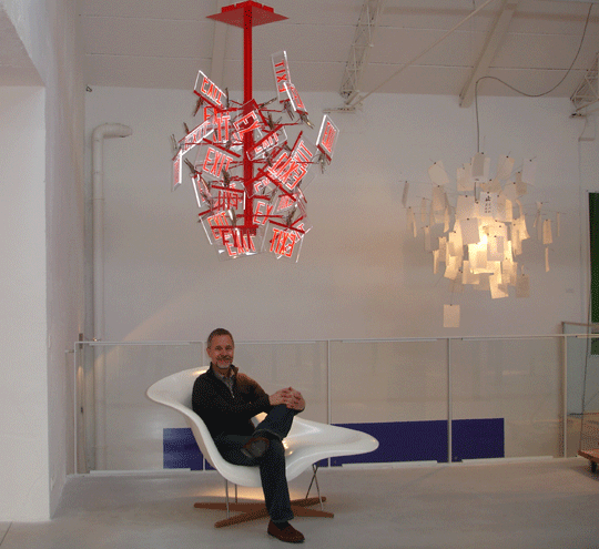 Exit sign art, installations and sculpture made with exit signs, Ingo Maurer