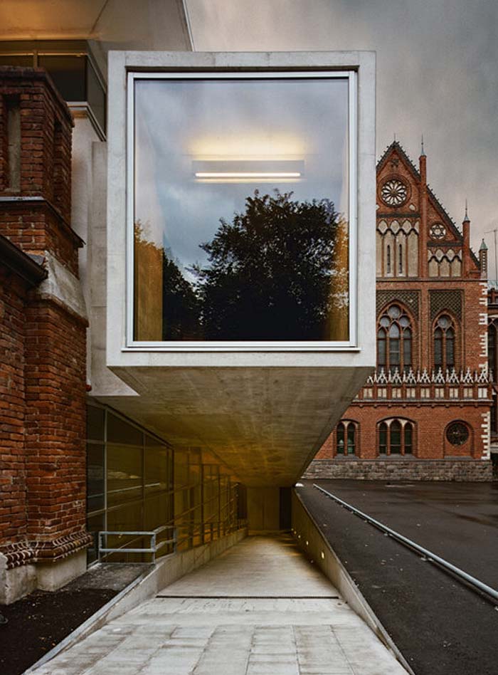 LMA exhibition and lecture Hall extension at the Latvian Academy of Art by SZK architects in Riga, Latvia