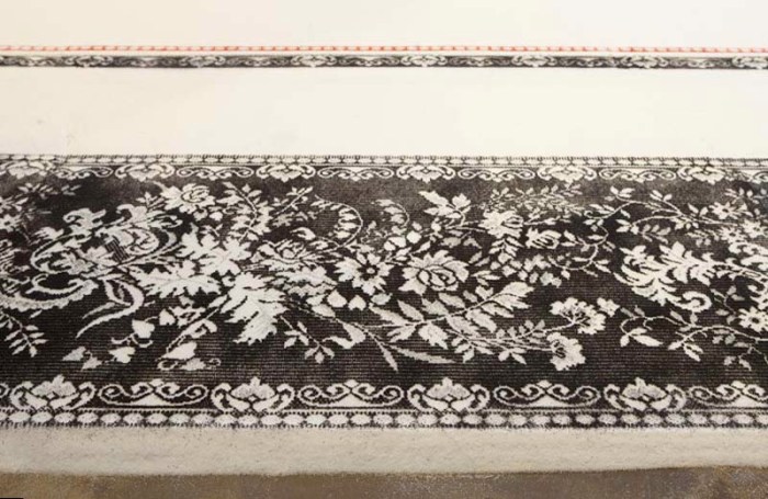 cool installation art, persian carpet made from sugar, Aude Moreau, tapis de sucre