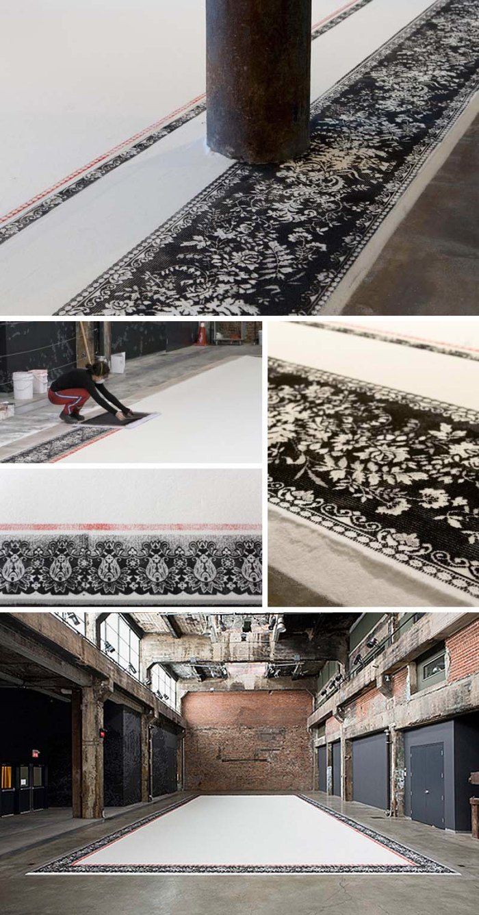 cool installation art, persian carpet made from sugar, Aude Moreau, tapis de sucre