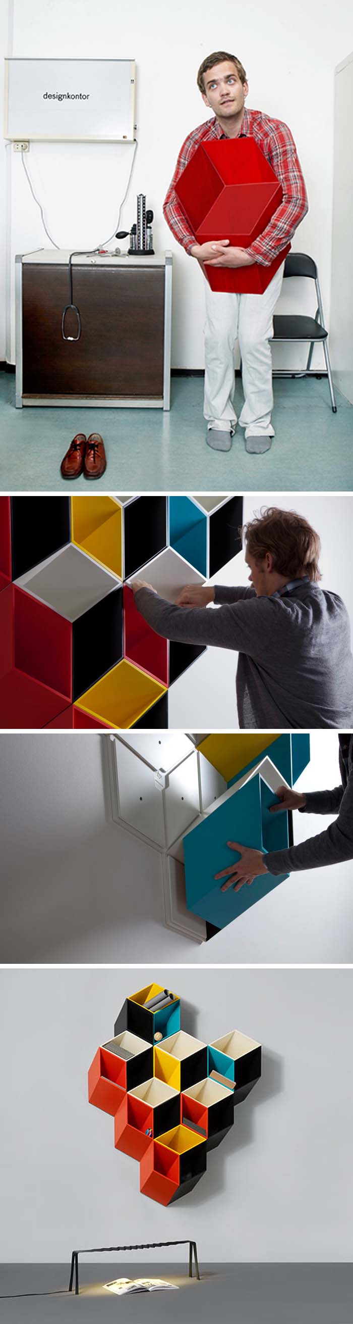 cool storage system by Norweigian designer Bjørn Jørund Blikstad, Imeüble, 3d shelving system that looks flat