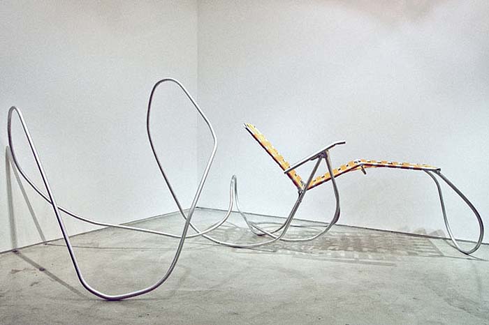 lawn chair sculptures by Andy Ralph, Suburban lawn objects as sculpture, contemporary sculpture and art