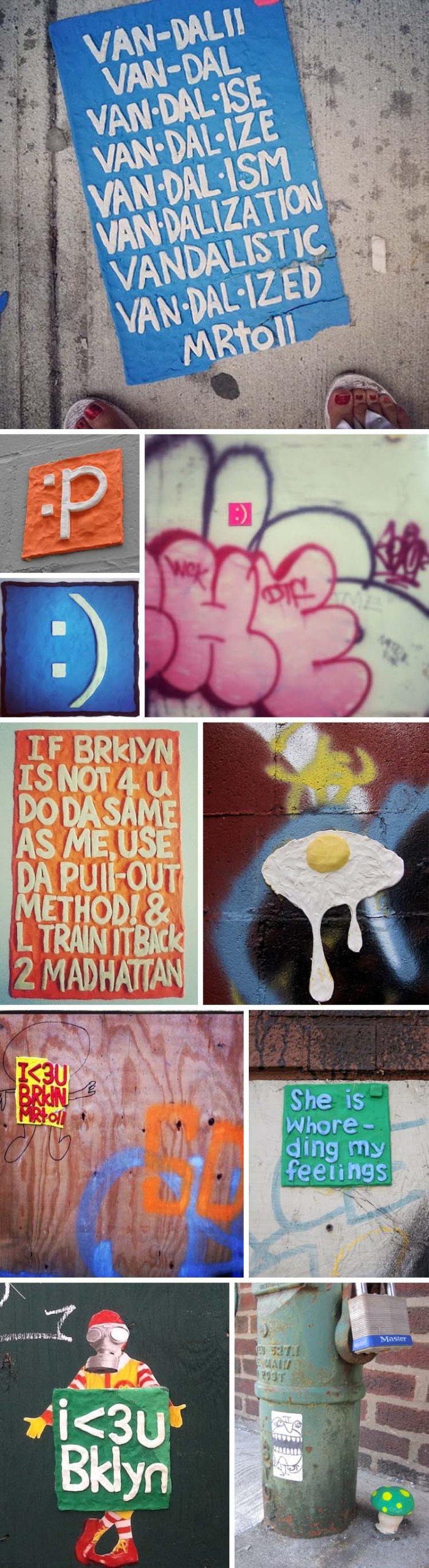 MrToll, Brooklyn street art made out of clay, clay sculpture and poetry street art by Mr.Toll, Graffiti