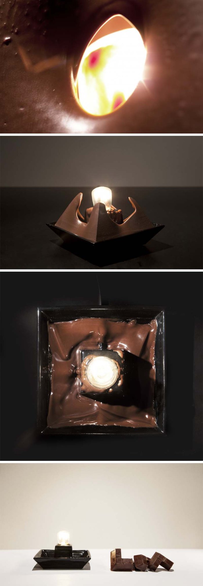 cool lamp, chocolate lamp, alexander lervik, lumiere au chocolat, industrial design, objects created from food, unique design