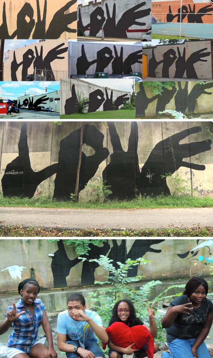 Love Mural by Michael Owen, Baltimore Love Project, fosters community, and good will. Street art