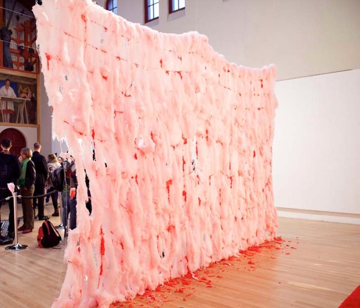 Cotton Candy Ephemeral installation, cool art installation utilizing all senses by Erno-Erik Raitanen, Icelandic contemporary art