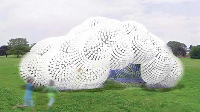 Head in the Clouds, City of Dreams Pavilion on Governor's Island 2013, repurposed water bottle installation, StudioKCA, Figment