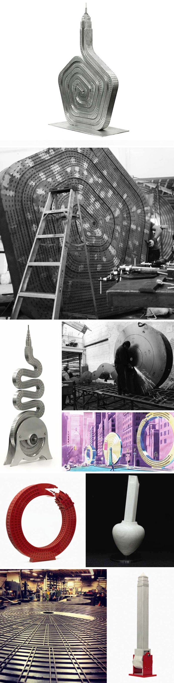 No Limits on Park Avenue Mall, Sculptures of Iconic NYC Buildings by Alexandre Arrechea, whimsical contemporary sculpture, MagnanMetz