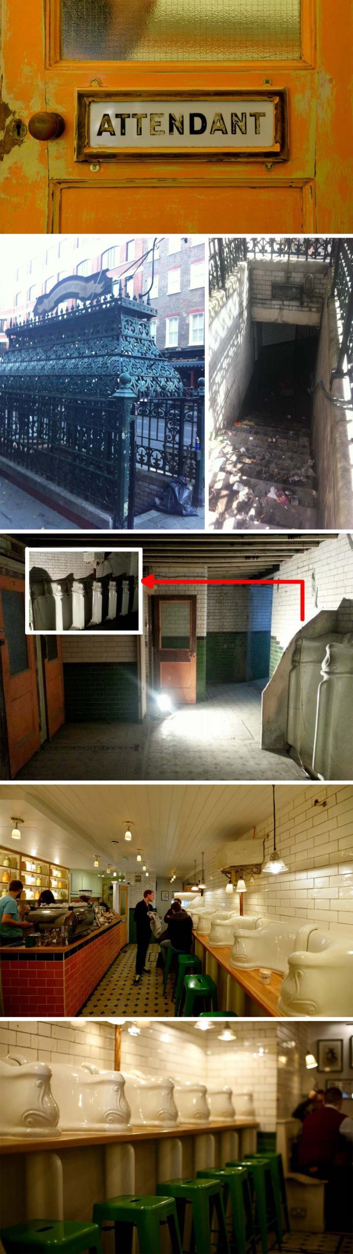 London cafe, Attendant, turns old urinal into sandwich shop, repurposing, upcycling, Food, Cool