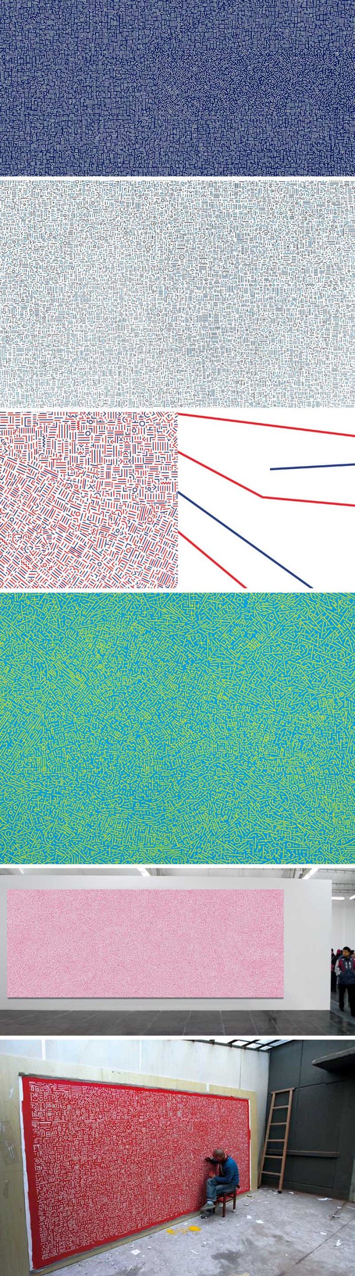 Lu Xinjian paintings of Cities interpreted from google maps, abstract paintings, geometric pattern paintings, contemporary chinese art, City DNA