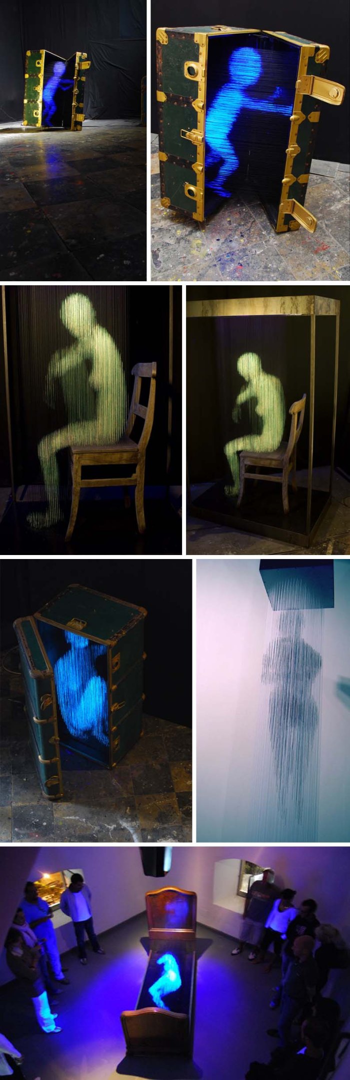 Alessandro Lupi, 3D Light sculptures, Fluorescent Densities, backlit threads, cool art