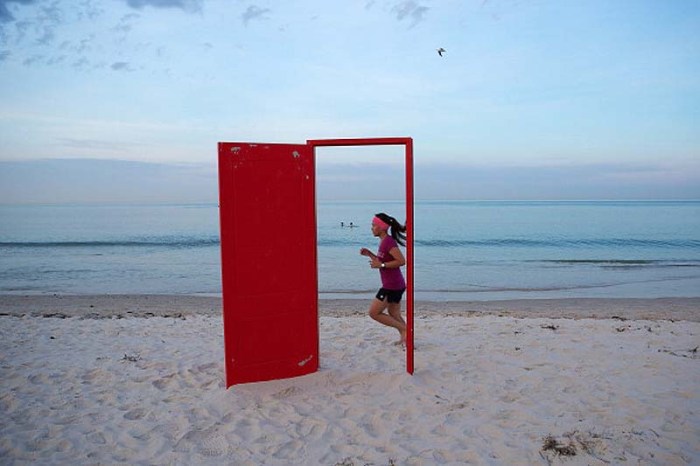 Doorways to Potential by Andrew Baines. Surreal live installation/performance in Australia