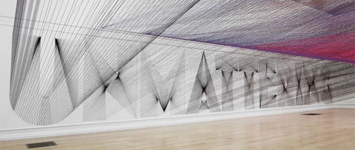 Cool Typography Installation using 48km of thread by Pae White at South London Gallery