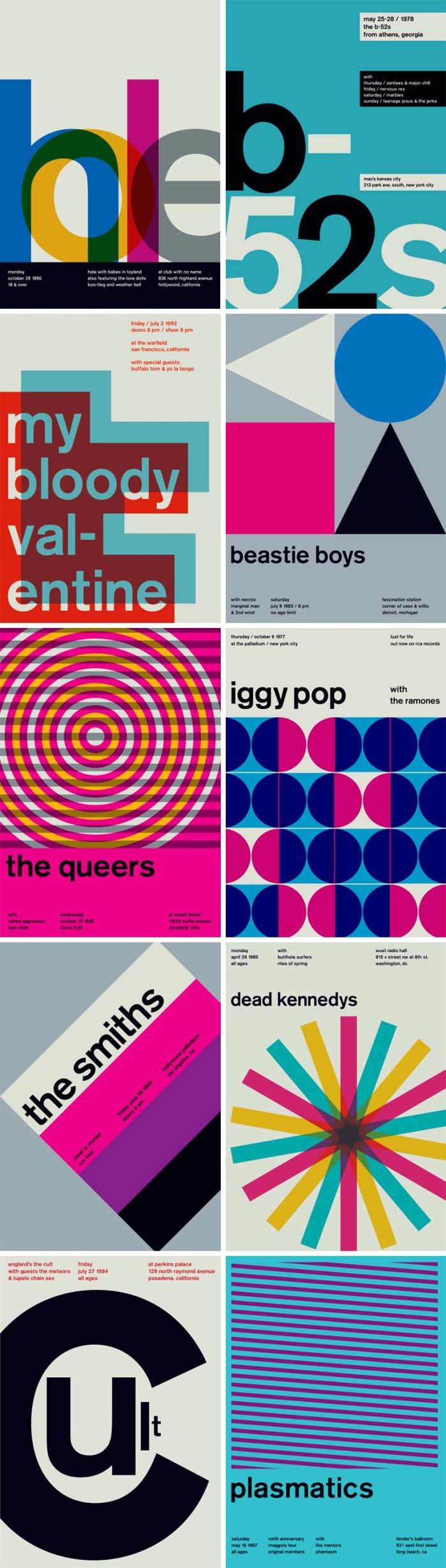 Swissted, Mike Joyce, Graphic Design, typography,Redesigning old punk, hardcore, and indie rock show flyers into Swiss modern posters