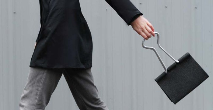 Clip bag by Peter Bristol, Binder Clip as bag. Fun pocketbook, Cool industrial design, fun fashion accessory, clever gift