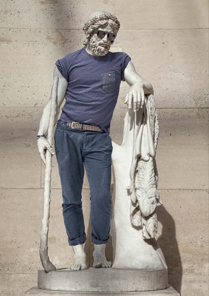 classic stone statues dressed in contemporary hip clothing, leo caillard photographer, Alexis Persani retoucher