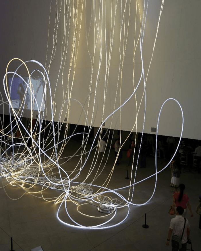 The Mirror Connection, Light installation in Museum of China Central Academy by Grimanesa Amoros