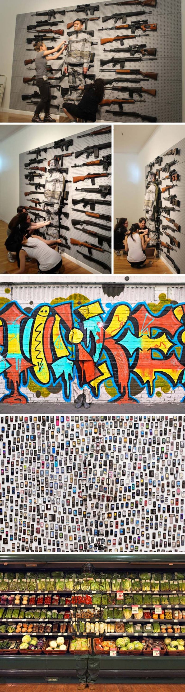 Liu Bolin, Hiding in New York, Hiding in the City, Mask Exhibit at Eli Klein Gallery