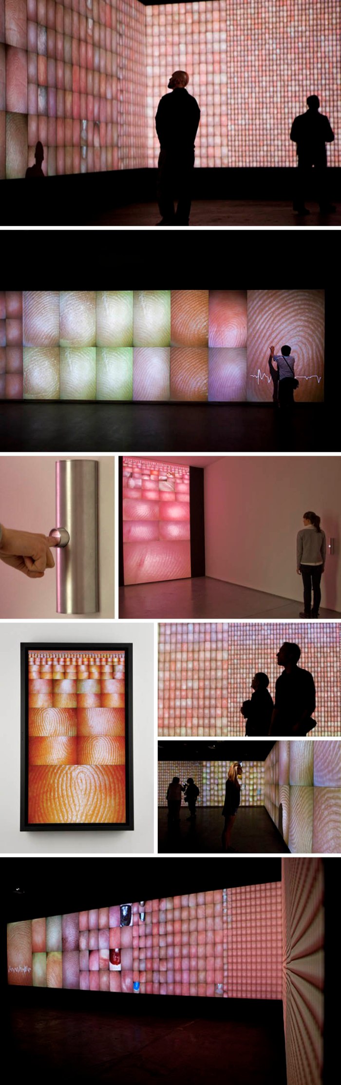 Pulse Index, a cool interactive art installation by Rafael Lozano-Hemmer, records participants’ fingerprints at the same time as it detects their heart rates.