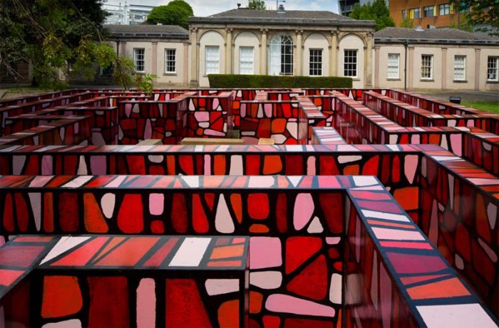Richard Woods, A Maze for Yorkshire, the Orangery, Wakefield, Faux cartoon stone wall maze
