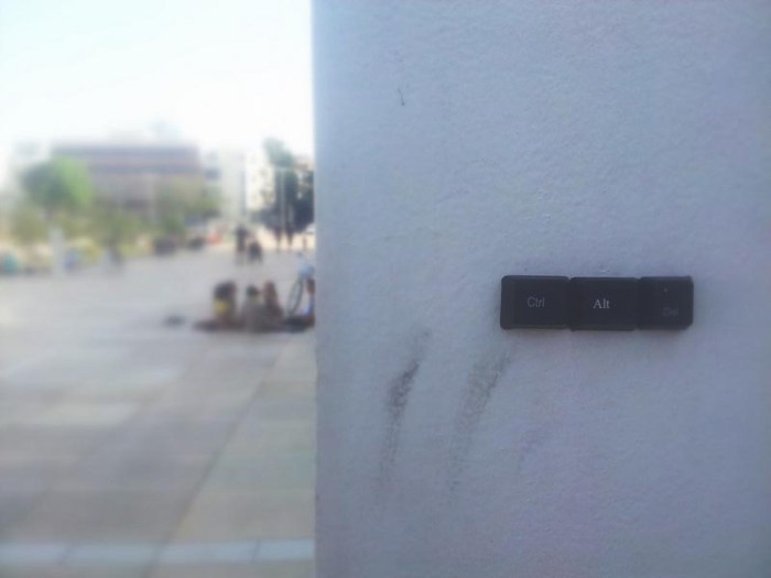 Yossi Wallner, Tel Aviv Street art, Control Alt Delete keys, Escape keys placed on random exterior walls